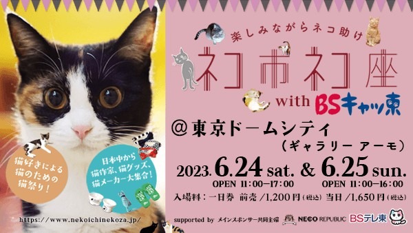 あの伝説の保護猫祭りが帰ってくる！東京ドームシティで日本最大級ホゴネコイベント!猫が助かる猫祭り「ネコ市ネコ座」6月24日25日に開催決定。猫商店街、猫ライブ、保護猫セミナー等盛り沢山!楽しく猫助け。